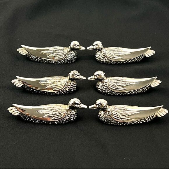 Vintage Set of Six Silver Plated Decorative Duck Knife Rests Made by Silea - Picture 1 of 9